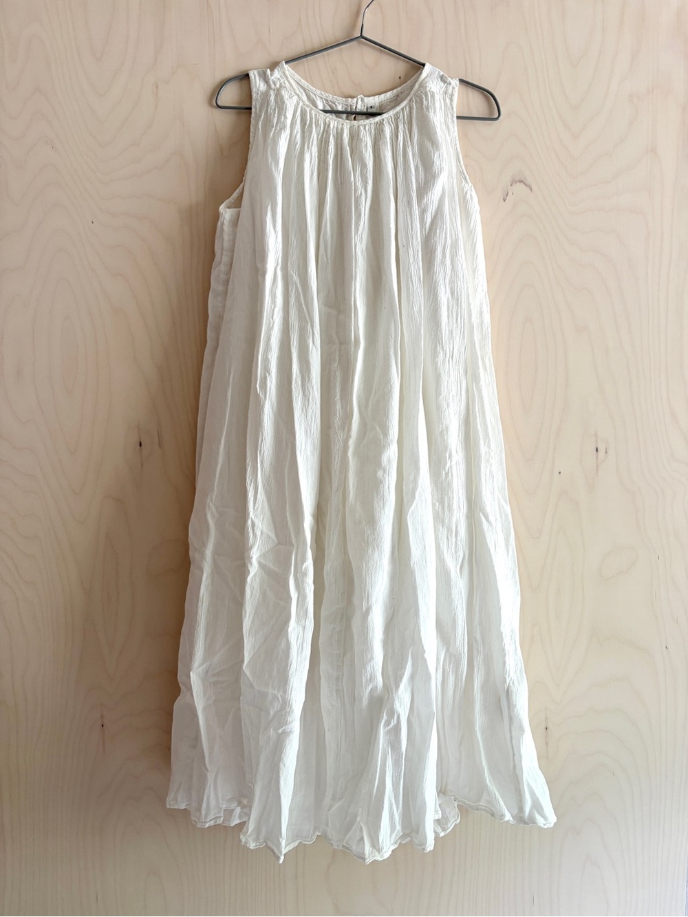 Muji White Sleeveless Cotton Gauze Dress